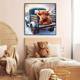 JFYHAB Truck Cow Diamond Painting Kits for Adults DIY 5D Diamond Art Paint with Round Diamonds Full Drill Cow Gem Art Painting Kit for Home Wall Decor Gifts12x12inch JFYHAB