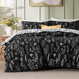 Bedsure Full Comforter Set - Black Bed Set, 3 Pieces Cute Floral Bedding, 1 Soft Reversible Botanical Flowers Comforter and 2 Pillow Shams Bedsure