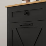 HOMCOM Tilt Out Laundry Hamper Cabinet with 2 Removable Baskets, Freestanding Bathroom Storage Cabinet with 2 Drawers, Trash Can Cabinet for Living Room, Laundry Room, Black HOMCOM