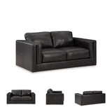 Signature Design by Ashley Amiata Modern Leather Match Loveseat with Non-skid Legs, Black Signature Design by Ashley