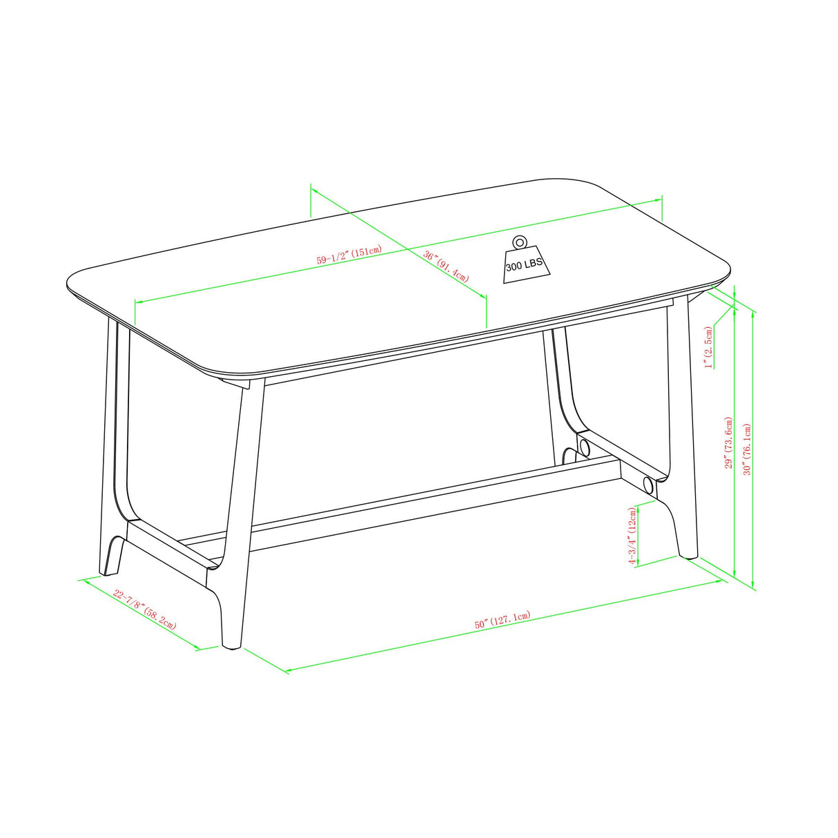 Walker Edison Mid-Century Modern Solid Wood Trestle Base Dining Table, 60 Inch, Walnut Walker Edison
