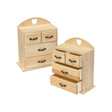 Pack of 2 Unfinished Wood box with Mini Drawers for Jewellery,Small Wooden Organizer Storage Box for Crafts Hobbies DIY Project Cregugua