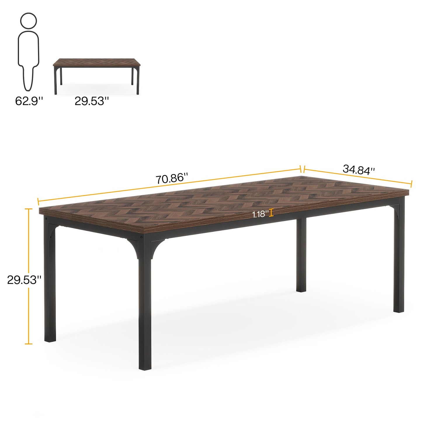 Tribesigns 70.8 Inch Executive Desk, Large Office Computer Desk, Modern Simple Workstation Desk Writing Table, Small Conference Table Business Furniture for Home Office, Wood and Metal