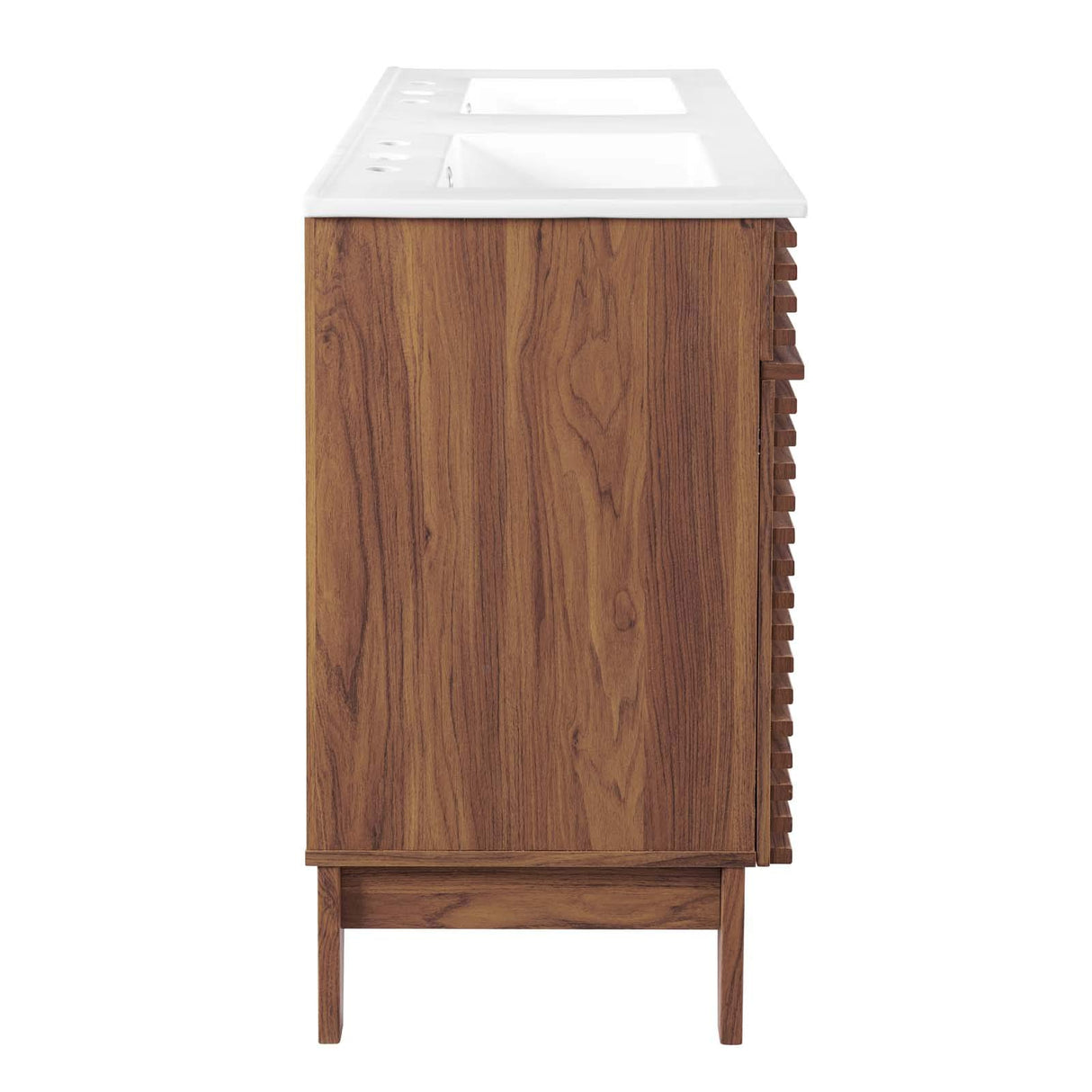 Modway Render 48" Double Sink Bathroom Vanity Cabinet in Walnut White Modway