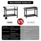 DNKMOR Dining Cart Table with Three Shelf, Movable Outdoor BBQ Grill Table Pizza Oven Stand with Three Hooks, Kitchen Cart Island Multifunctional Food Prep Table for Inside and Outside (Sliver) DNKMOR