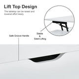 SANODESK 39" Wood Lift Top Coffee Table with Hidden Compartment and Storage Shelf for Living Room, Reception Room, White SANODESK