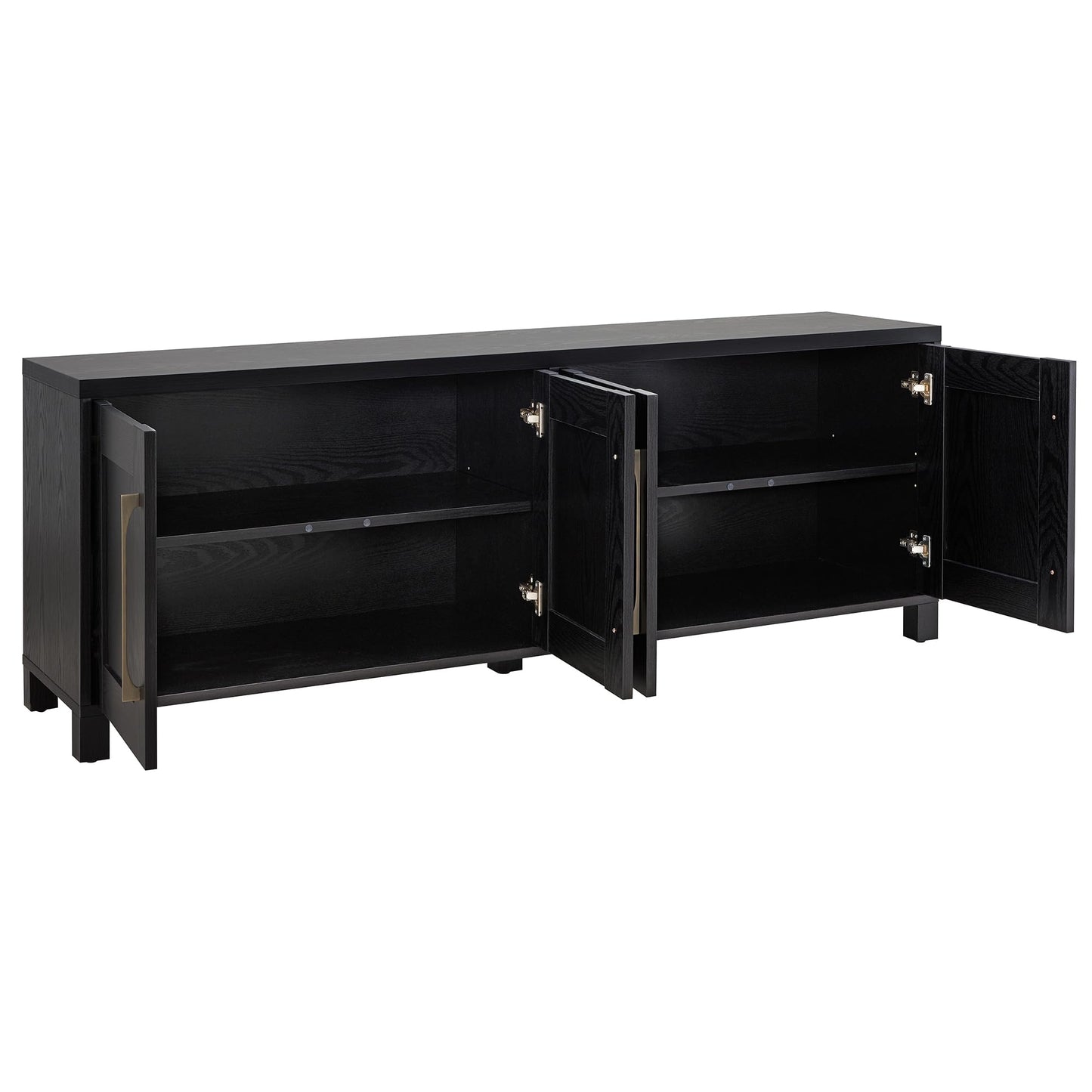 Henn&Hart Rectangular TV Stand for TV's up to 80" in Black Grain, TV Stands for the Living Room