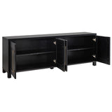 Henn&Hart Rectangular TV Stand for TV's up to 80" in Black Grain, TV Stands for the Living Room Henn&Hart