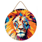 Figured'Art Paint by Numbers Kit for Adults on Wood Slice, 11.8in Diameter - Lion - Craft Art Painting DIY Canvas Figured'Art