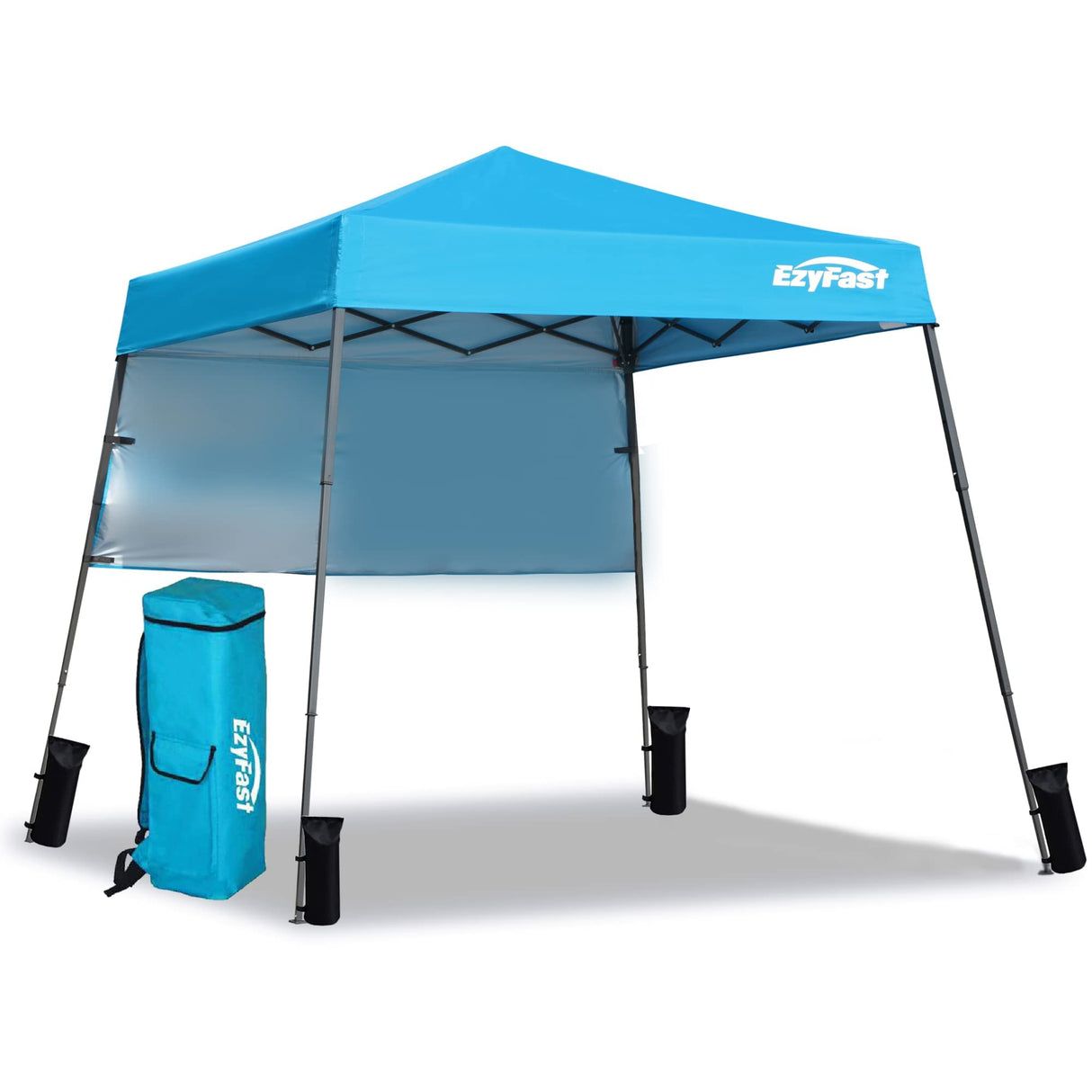 EzyFast Ultra Compact Backpack Canopy, Pop Up Shelter, Portable Sports Cabana, 7.5 x 7.5 ft Base / 6 x 6 ft top for Hiking, Camping, Fishing, Picnic, Family Outings EzyFast