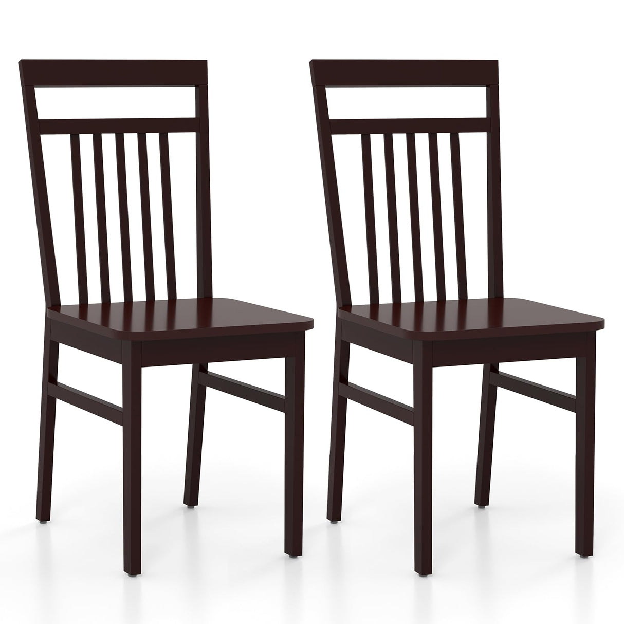Giantex Wood Dining Chairs Set of 2, Kitchen Chairs with Solid Wood Frame, Armless Wooden Dining Side Chairs with Non-Slip Foot Pads, Farmhouse Slat Back Dining Room Chair, Walnut Giantex