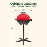 Cuisinart Indoor/Outdoor Electric Grill, 2-in-1 Portable BBQ with Non-Stick Cooking Surface, Adjustable Heat, Stand/Tabletop Options for Cookouts, Barbecues and Small Spaces, No Tools Required Cuisinart