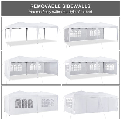 TUKAILAI 10' x 20' Pop Up Gazebo Marquee, Anti-UV Party Wedding Tent Event Shelters with 6 Removable Sidewalls & Carry Bag, Heavy Duty Instant Canopy for Outdoor Camping Garden Patio (White) - WoodArtSupply