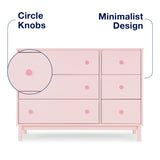 GAP babyGap Legacy 6 Drawer Dresser with Interlocking Drawers - Greenguard Gold Certified, Blush Pink/Dark Pink Delta Children