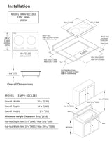 Empava IDC12B2 Horizontal Electric Stove Induction Cooktop with 2 Burners in Black Vitro Ceramic Smooth Surface Glass 120V, 12 Inch Empava