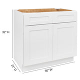 ONESTOCK White Shaker Bathroom Vanity Cabinet Sink Base, Ready to Assemble Bathroom Organizer, Bathroom Storage - 30" W x 21" D x 32" H ONESTOCK