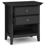 SIMPLIHOME Amherst SOLID WOOD 24 Inch Wide Traditional Bedside Nightstand Table in Black, For the Living Room and Bedroom SIMPLIHOME