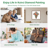 Kulvci Cross Flower Diamond Art Painting Kits for Adults, Diamond Art Kits for Beginners, 5D DIY Full Drill Gem Craft for Home Decor Gift 12x12inch Kulvci