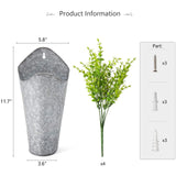 Dahey 2 Pack Galvanized Metal Wall Planter with Artificial Eucalyptus Farmhouse Decor Hanging Wall Vase Planters Flowers Holder for Country Rustic Home Wall Decor,Silver Dahey