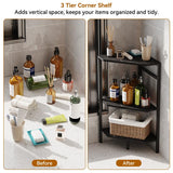Under Pedestal Sink Shelf, 2 Pack Under Sink Organizers and Storage, 3-Tier Pedestal Under Sink Storage Bathroom Vanity, Corner Shelf Stand for Bathroom, Kitchen, Living Room, Black CADUKE