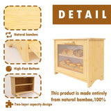PURENJOY Bread Box, Bread Box for Kitchen Countertop, Large Bread Box for Homemade Bread, 2 Layer Wood farmhouse Breadbox Organizer for Kitchen Counter Corner, Cabinet, Pantry, (Natural Bamboo) PURENJOY