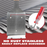 BBQ-Aid Grill Brush and Scraper for Barbecue – Grill Brush for Outdoor Grill with Extended, Large Wooden Handle and Replaceable Stainless Steel Bristles Head –No Scratch- BBQ Grill Brush for Any Grill BBQ-Aid