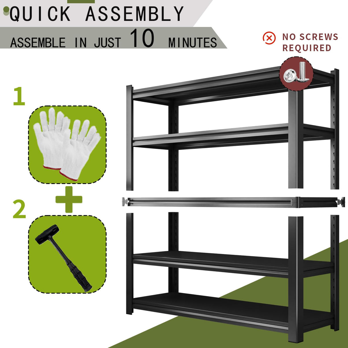 Garage Shelving Heavy Duty Storage Shelves Easy Assembly 5 Tier Adjustable Metal Shelving Utility Shelf Rack Garage Storage Organizer for Garage, Basement, Warehouse (72"H x 35.4"W x 15.7"D) AOJUFEO