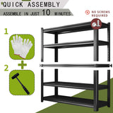 Garage Shelving Heavy Duty Storage Shelves Easy Assembly 5 Tier Adjustable Metal Shelving Utility Shelf Rack Garage Storage Organizer for Garage, Basement, Warehouse (72"H x 35.4"W x 15.7"D) AOJUFEO