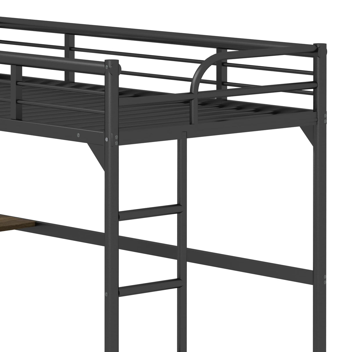 HomJoones Metal Loft Bed,Metal Twin Loft Bed Frame,Mattress Foundation,Space-Saving,Noise Free, for Adults/Teens,No Box Spring Needed,Easy Assembly,Twin (Black) HomJoones