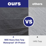 Mergrim 10' x 20' Carport Canopy Replacement Cover with Ball Bungees, 180g Heavy Duty Tarp for Most 10'x20' Carport Frame, Top Cover Only, Frame is Mergrim