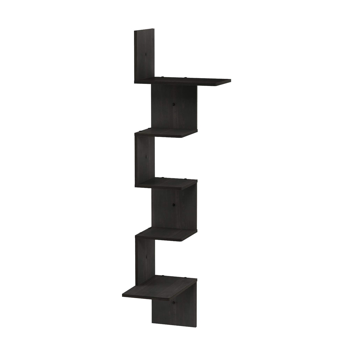 Furinno Rossi Wall Mounted Shelves, 5-Tier Rectangle, Espresso/Black Furinno