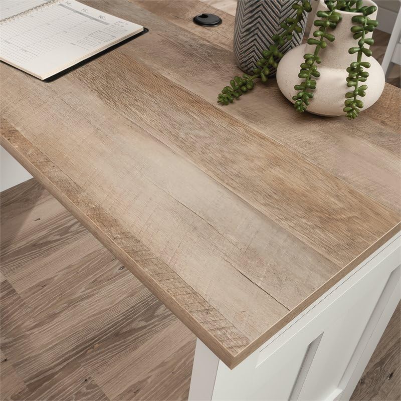 Sauder August Hill L-Shaped Home Office Desk in Soft White, Soft White finish Sauder