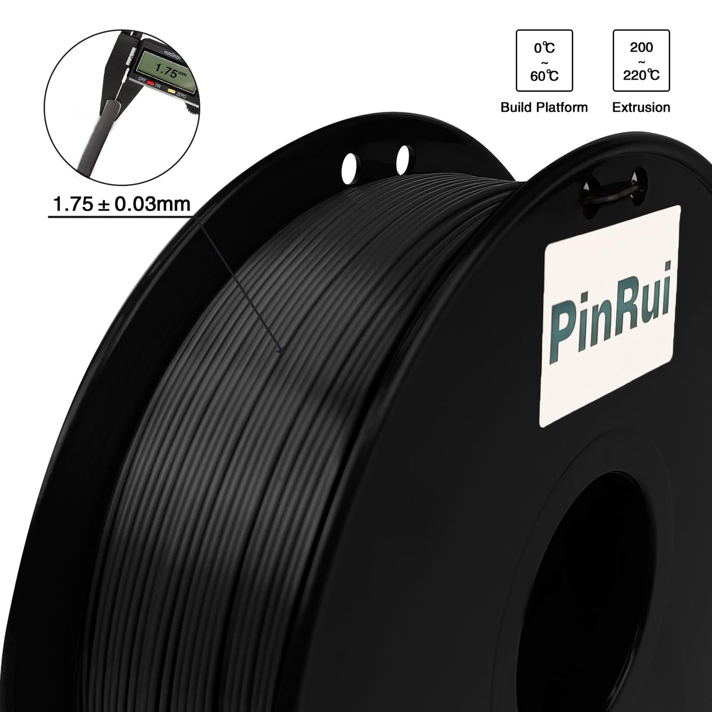 PinRui PLA Silk Filament 1.75mm 1KG, PLA 3D Printer Filament, No Warp Smooth Printing, Dimensional Accuracy +/- 0.03mm, Fit Most FDM Printer, Silk Black - WoodArtSupply