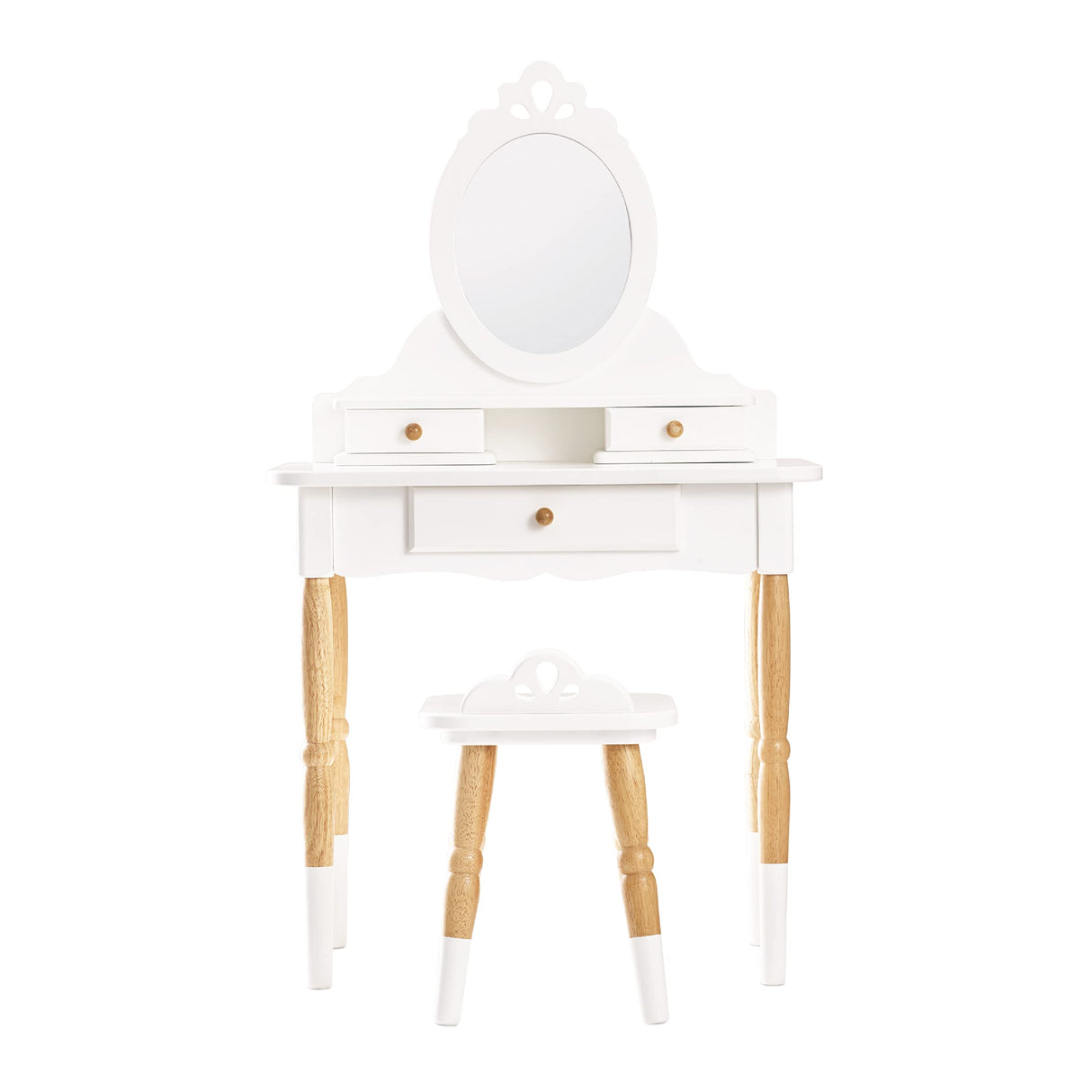 Le Toy Van - Wooden Vanity Table with Vanity Mirror and Vanity Chair - Bedroom Furniture - Victorian Style Oval Dressing Table Mirror - Desk with Le Toy Van