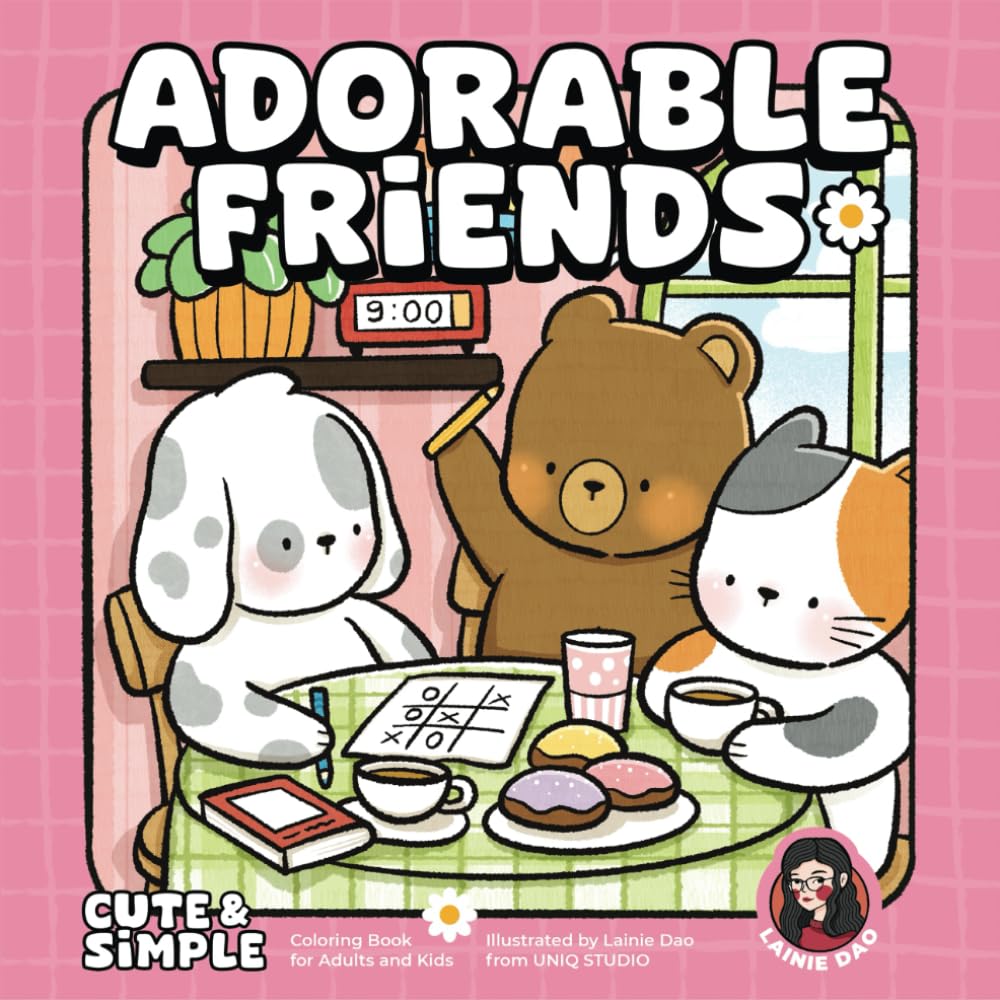 Adorable Friends: Cute & Simple Coloring Book for Adults & Kids