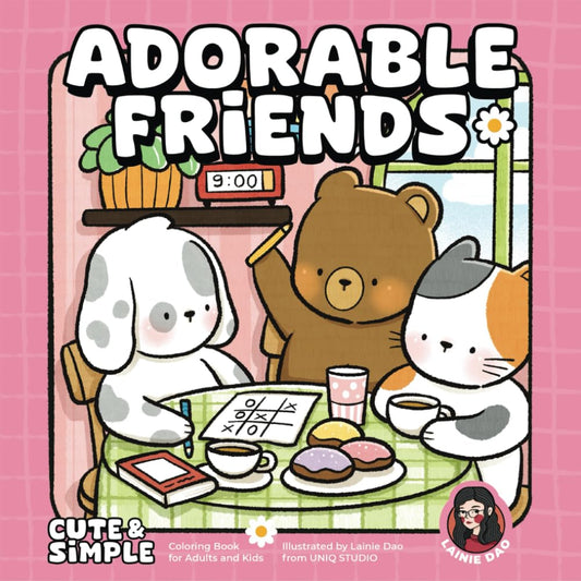 Adorable Friends: Cute & Simple Coloring Book for Adults & Kids