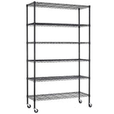 FDW Wire Shelving Unit with Wheels Steel 6 Tier Heavy Duty Layer Rack Storage Metal Shelf Garage Organizer Wire Rack Shelving Adjustable Utility 2100 LBS Capacity-18x48x82 inch (Black) FDW