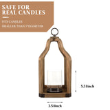 Rustic Wood Lantern Candle Holder for Farmhouse Decor - Indoor and Outdoor Table Centerpiece with Glass Hurricane, 15.7" High SUJUN