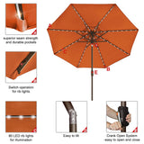 EliteShade USA 10-Year-Non-Fading Solar 9ft Market Umbrella with 80 LED Lights Patio Umbrellas Outdoor Table Umbrella with Ventilation,Rust EliteShade