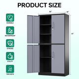Letaya Metal Storage Cabinets with Lock Door and Shelves, Steel Garage Tool Cabinets for Home,Office, Warehouse,Lockers(71"-Black Gray) Letaya