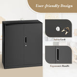 Athena Collection Metal Storage Cabinet with Doors and Shelves, 36" Garage Storage Cabinet with Lock for File, Home, Office, School, Garage, Black Athena Collection