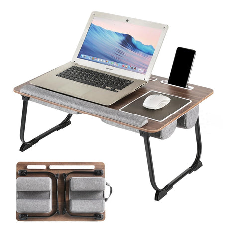 OMUMUO Laptop Desk 2 in 1 Lap Desk with Cushion 17 inch Laptop Folding Table with Mouse pad Card Slot for iPad Mobile Phone,Lap Desk for Bed Couch Tray for Working Wooden Table OMUMUO