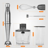 KOIOS 1100W Immersion Hand Blender, Stainless Steel Stick Blender with 12-Speed & Turbo Mode, 5-in-1 Handheld Blender with 600 ml Mixing Beaker with Lid, 500 ml Chopper, Whisk, Milk Frother, BPA-Free KOIOS