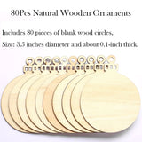 80pcs Natural Wood Slices, HOOMBOOM 3.5 Inch DIY Wooden Christmas Ornaments Unfinished Predrilled Wood Circles for Crafts Centerpieces Holiday Hanging Decorations HOOMBOOM
