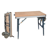 POWERTEC Multi-Functional Project Table with Wheels | Workbench with 3/4" Bench Dog Hole Pattern for Sanding, Cutting, and Woodworking Projects (MT4012) POWERTEC