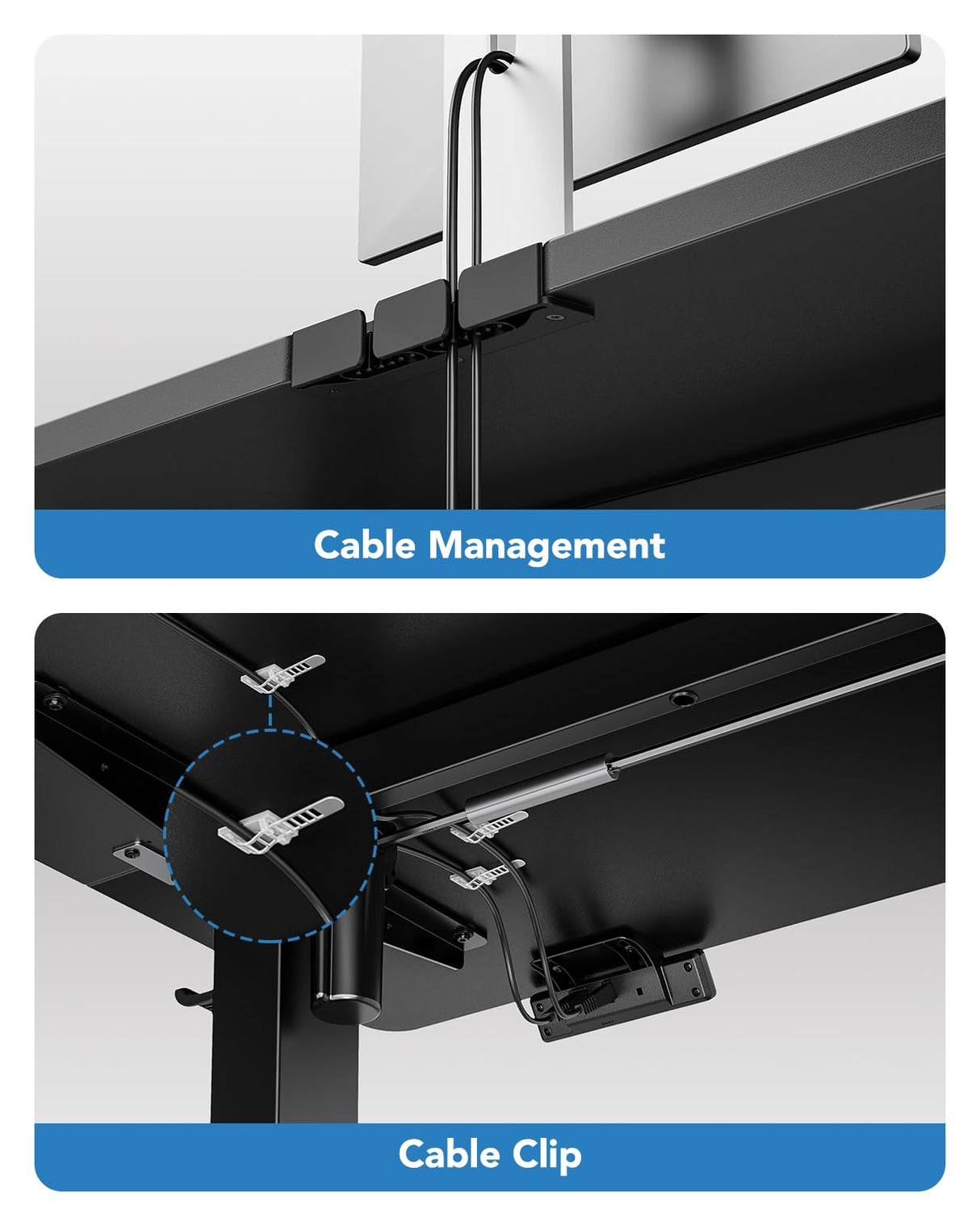 HUANUO 63" x 28" Electric Standing Desk Adjustable Height, 4 Memory Height Settings, Headphone Hook, Cable Manager, Sit Stand Up Desk for Home Office & Computer Workstation, Black HUANUO