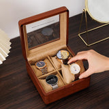 LIBOLXSP Watch Box for Men,4 Slot Wooden Watch Case with Glass Lid, Watch Holder Storage Organizer for Men's Watch Display Watch Travel Case LIBOLXSP