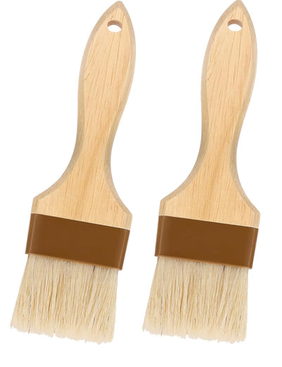 Basting Brush,2" Pastry Brush-Natural Bristle Basting Brush for Cooking and Baking,Food Brush,Oil Brush,Butter Brush, Cooking Brush for Oil and Sauce,Kitchen Brush for Cooking Marinade Baster(2 Pack)