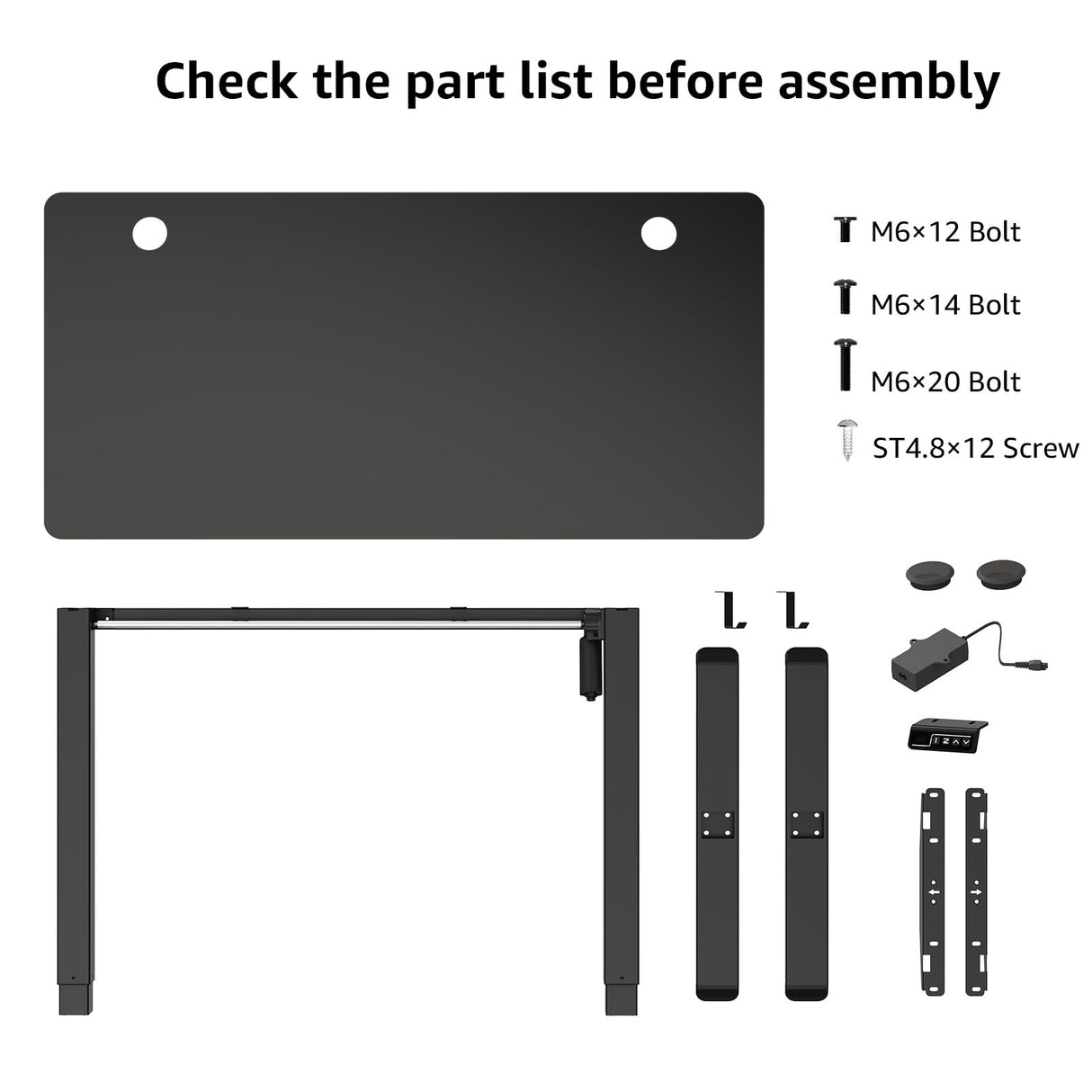 MOUNTUP Height Adjustable Electric Standing Desk Whole-Piece, 48 x 24 Inches Quick Assembly Sit Stand Desk, Stand Up Desk with Memory Controller, MOUNTUP
