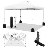 WEIZE Pop up Canopy Tent 10x10ft, 1-Button Push Setup, Instant Portable Shelter, Adjustable Height, Portable Roller Bag, 4 Weight Bags, Guy Ropes & Stakes Included, White WEIZE